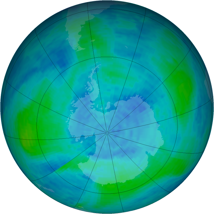 Antarctic ozone map for 16 February 1994